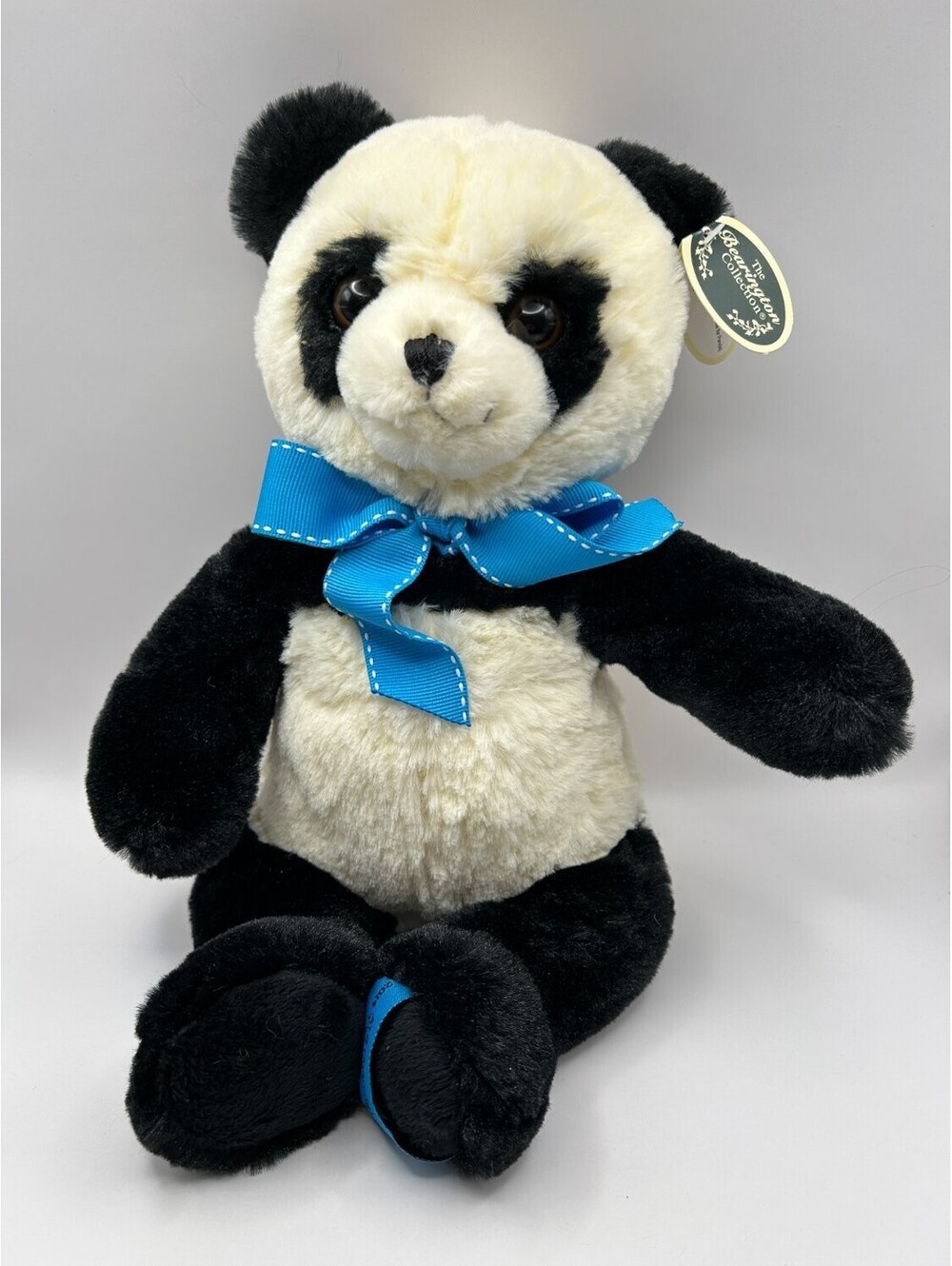 The Bearington Collection Shung Mau Panda Plush Stuffed Animal Black NWT